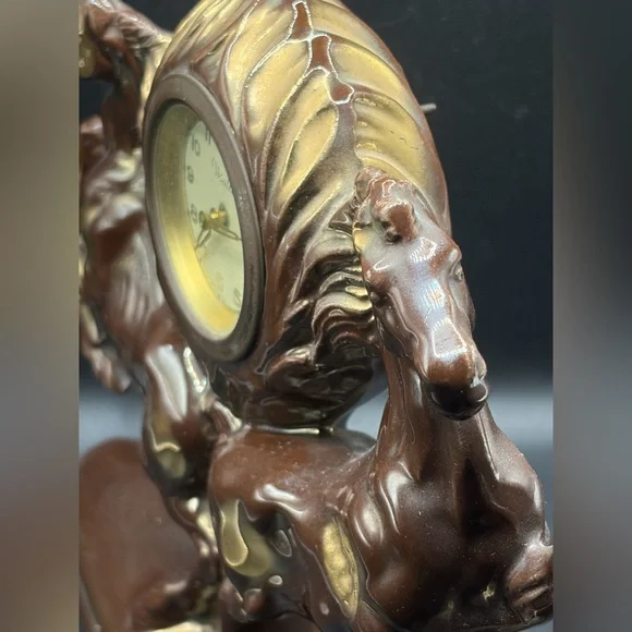 Walter Germany Vintage Ceramic Equestrian Horse Table Clock, Mantel Clock Decor - Picture 12 of 14